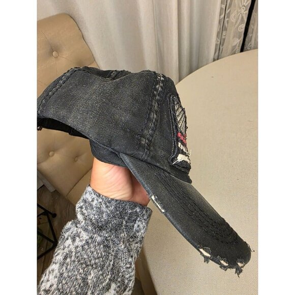 Distressed American Flag Black Hat With Thin Red Line - KBETHOS One Size 100% Co - Picture 6 of 11